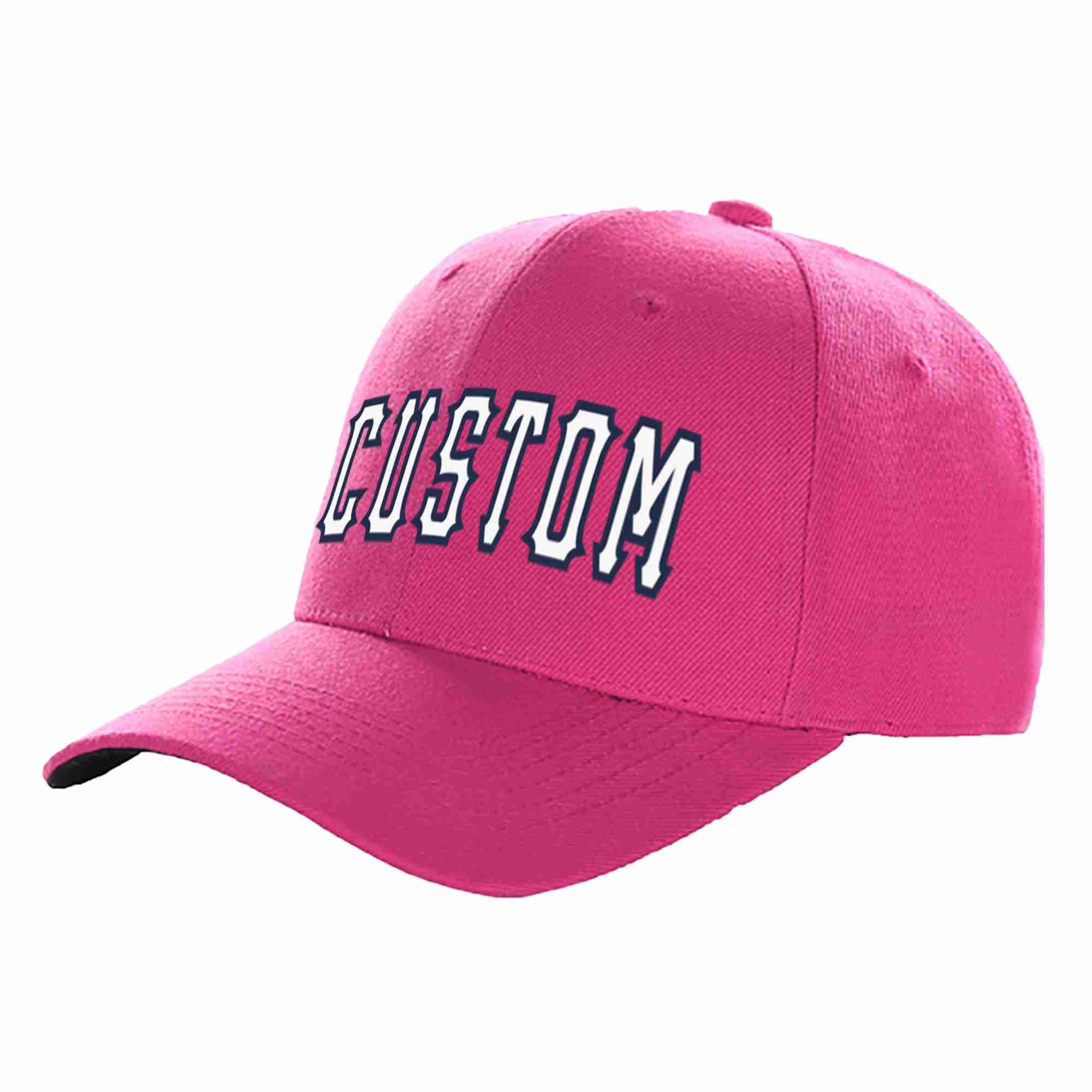 Custom Rose Red White-Navy Curved Eaves Sport Baseball Cap Design for Men/Women/Youth