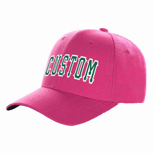 Custom Rose Red Kelly Green-White Curved Eaves Sport Baseball Cap Design for Men/Women/Youth