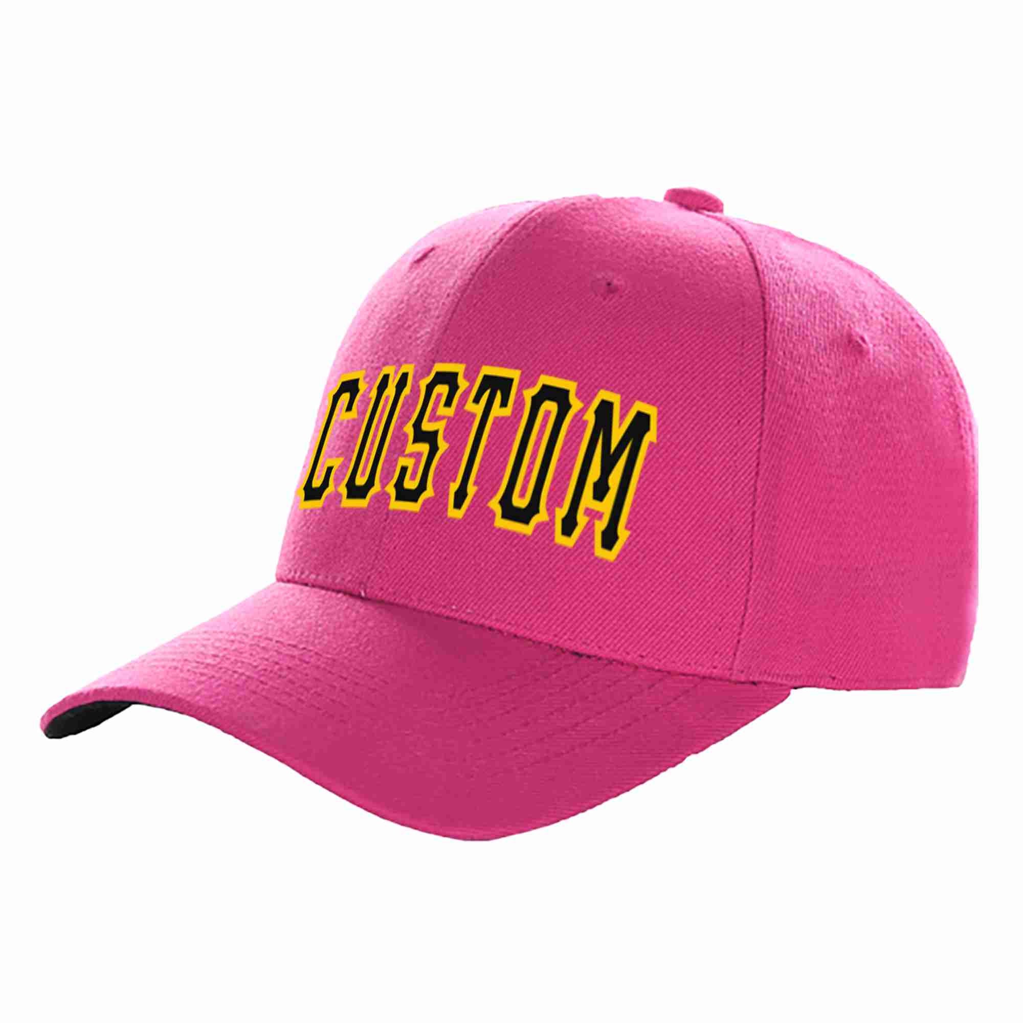 Conception personnalisée de casquette de baseball incurvée Eaves Sport Rose rouge noir-or pour hommes/femmes/jeunes