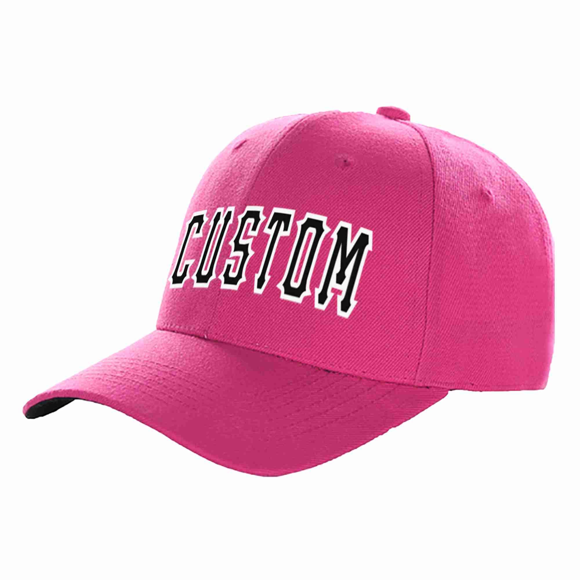 Custom Rose Red Black-White Curved Eaves Sport Baseball Cap Design for Men/Women/Youth