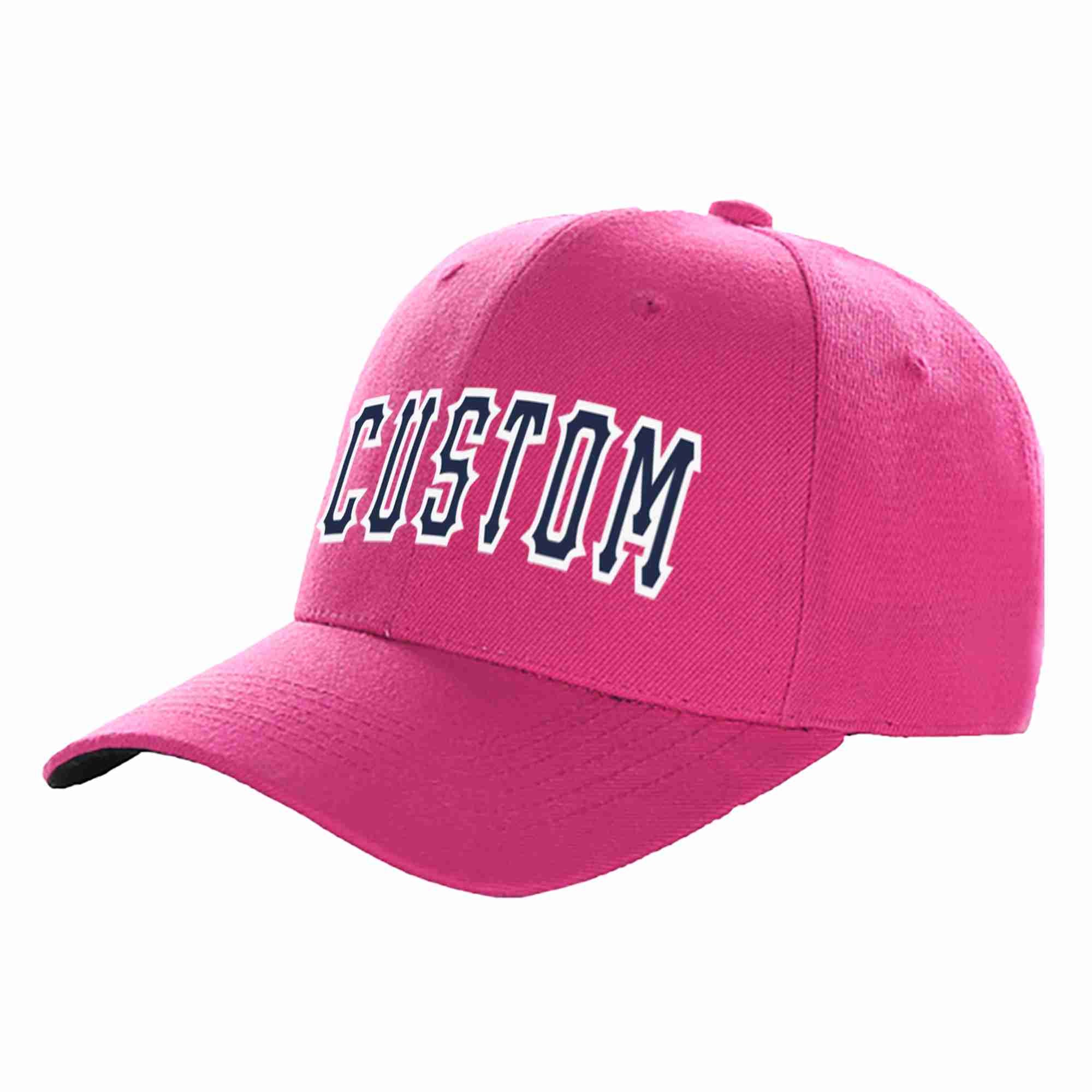 Casquette de baseball de sport incurvée personnalisée Rose rouge marine-blanc pour hommes/femmes/jeunes