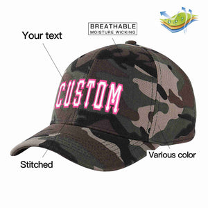 Custom Camo White-Pink Curved Eaves Sport Baseball Cap Design for Men/Women/Youth