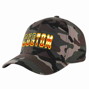 Custom Camo Vintage USA Flag-Gold Curved Eaves Sport Baseball Cap Design for Men/Women/Youth