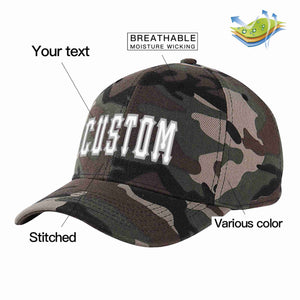 Conception personnalisée de casquette de baseball de sport à avant-toit incurvé blanc-gris camouflage pour hommes/femmes/jeunes