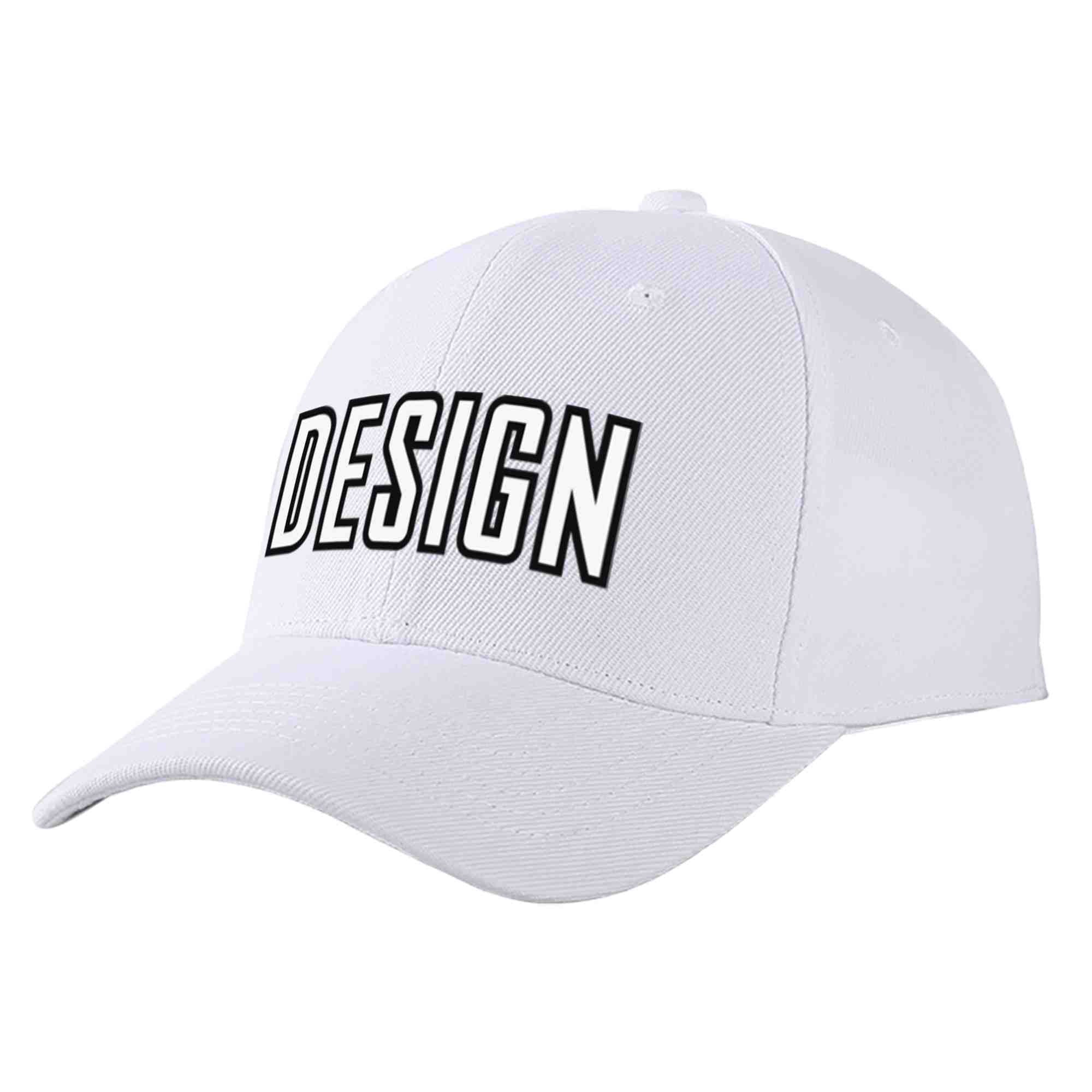 Custom White White-Black Curved Eaves Sport Design Baseball Cap