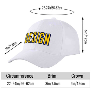 Casquette de baseball personnalisée blanche jaune-marine incurvée Eaves Sport Design