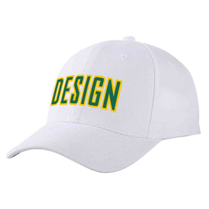 Casquette de baseball personnalisée blanche Kelly vert-jaune courbée Eaves Sport Design