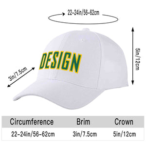 Casquette de baseball personnalisée blanche Kelly vert-jaune courbée Eaves Sport Design