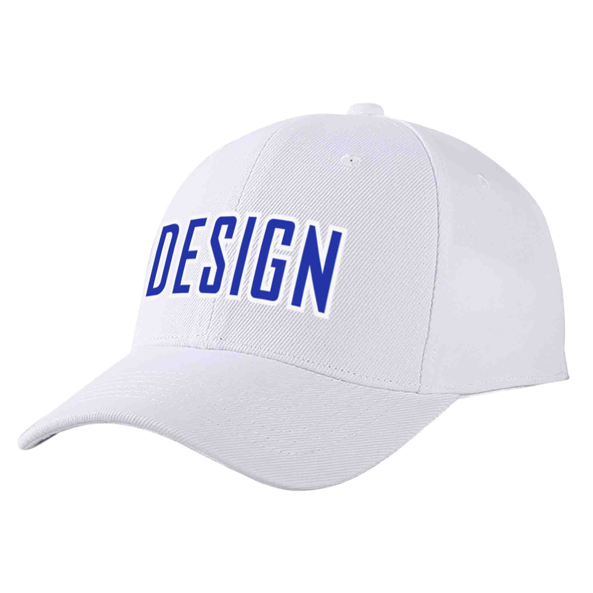 Casquette de baseball personnalisée blanche royale-blanche incurvée Eaves Sport Design