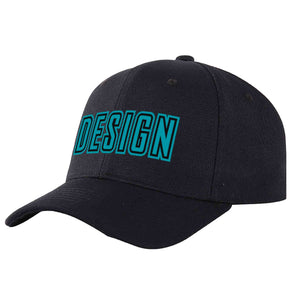 Casquette de baseball personnalisée noire Aqua-Black Curved Eaves Sport Design