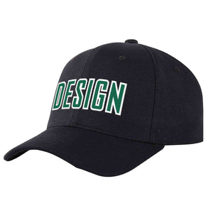 Casquette de baseball personnalisée noire Kelly vert-blanc incurvée Eaves Sport Design