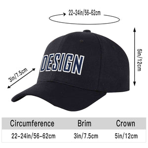 Custom Black Navy-White Curved Eaves Sport Design Baseball Cap