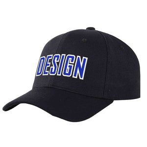 Casquette de baseball personnalisée noire Royal-White Curved Eaves Sport Design