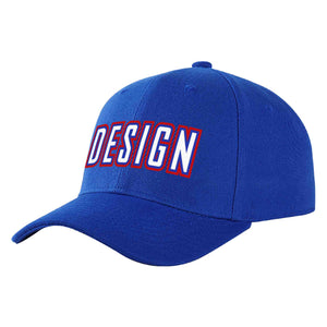 Casquette de baseball personnalisée Royal White-Royal Curved Eaves Sport Design