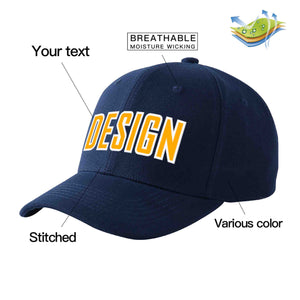 Casquette de baseball courbée personnalisée jaune-blanc avec avant-toit, design sportif