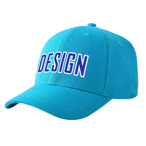 Casquette de baseball personnalisée Aqua Royal-White Curved Eaves Sport Design