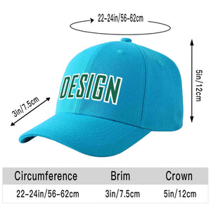 Custom Aqua Kelly Green-White Curved Eaves Sport Design Baseball Cap