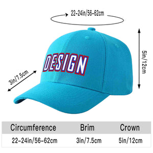 Casquette de baseball personnalisée Aqua White-Royal Curved Eaves Sport Design