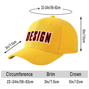 Custom Gold Black-Red Curved Eaves Sport Design Baseball Cap