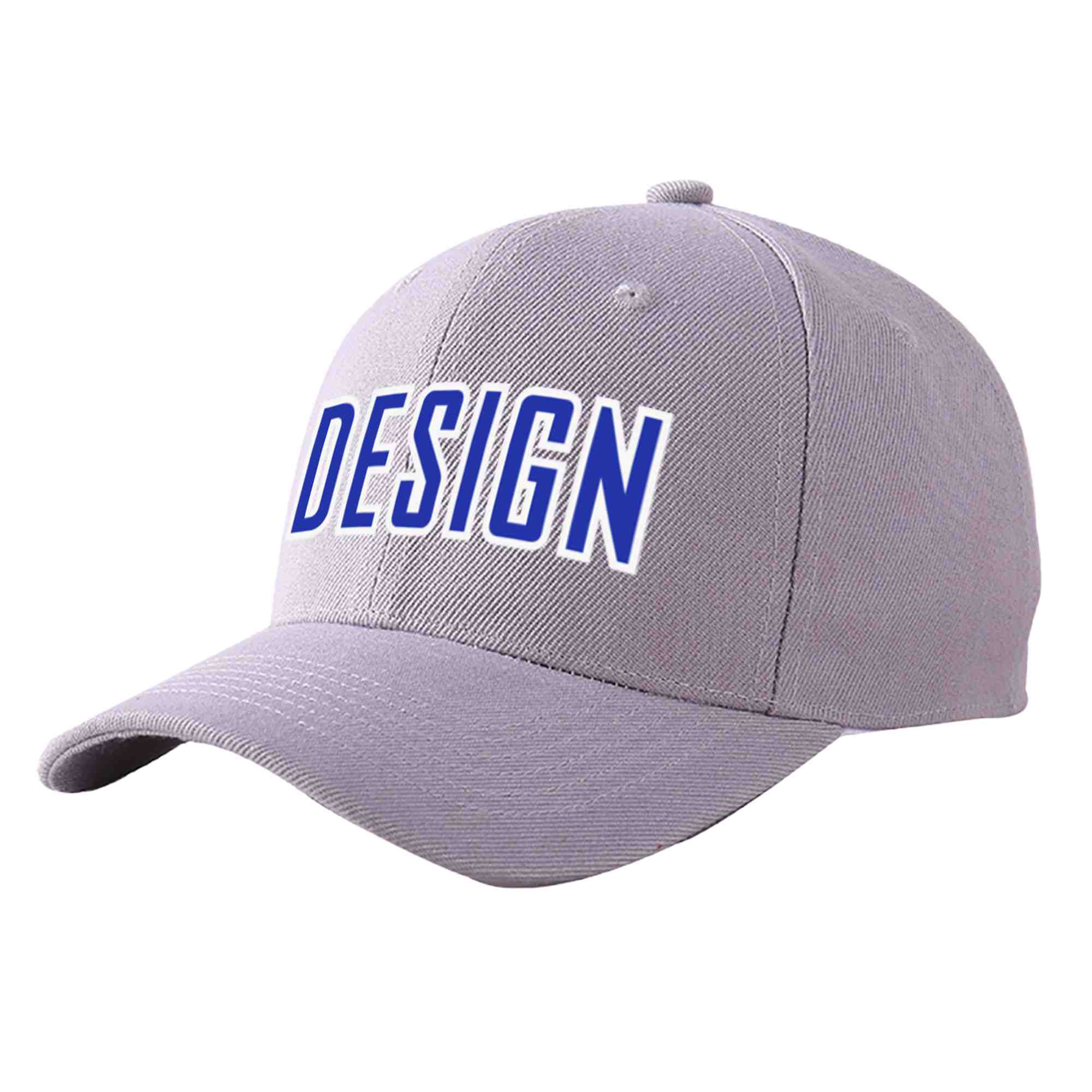 Custom Gray Royal-White Curved Eaves Sport Design Baseball Cap