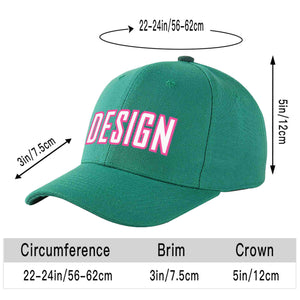 Custom Light Green White-Pink Curved Eaves Sport Design Baseball Cap