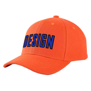 Casquette de baseball personnalisée Tangerine Royal-Black Curved Eaves Sport Design