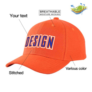 Casquette de baseball personnalisée Tangerine Royal-Orange Curved Eaves Sport Design