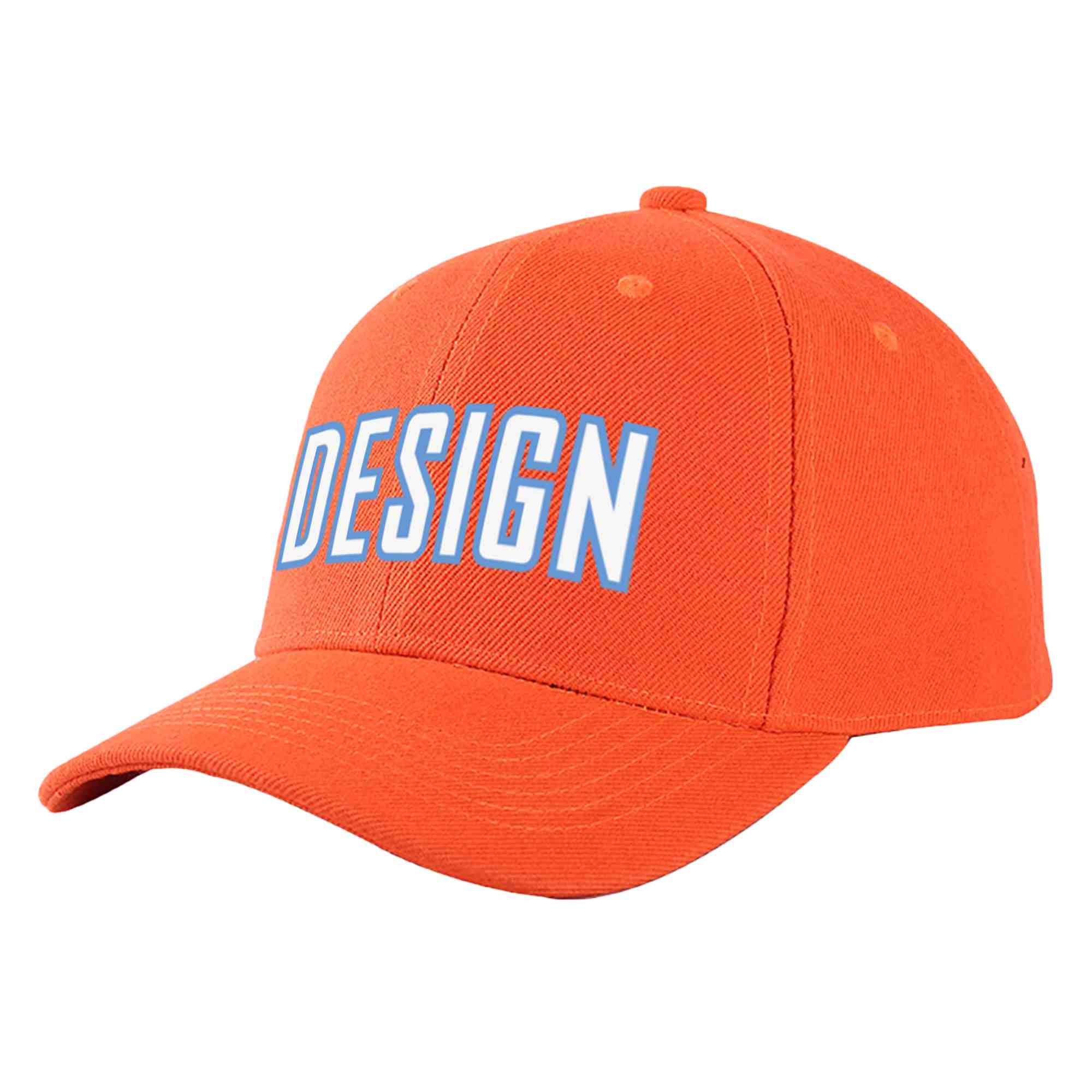 Casquette de baseball personnalisée Tangerine blanc-bleu clair incurvée Eaves Sport Design