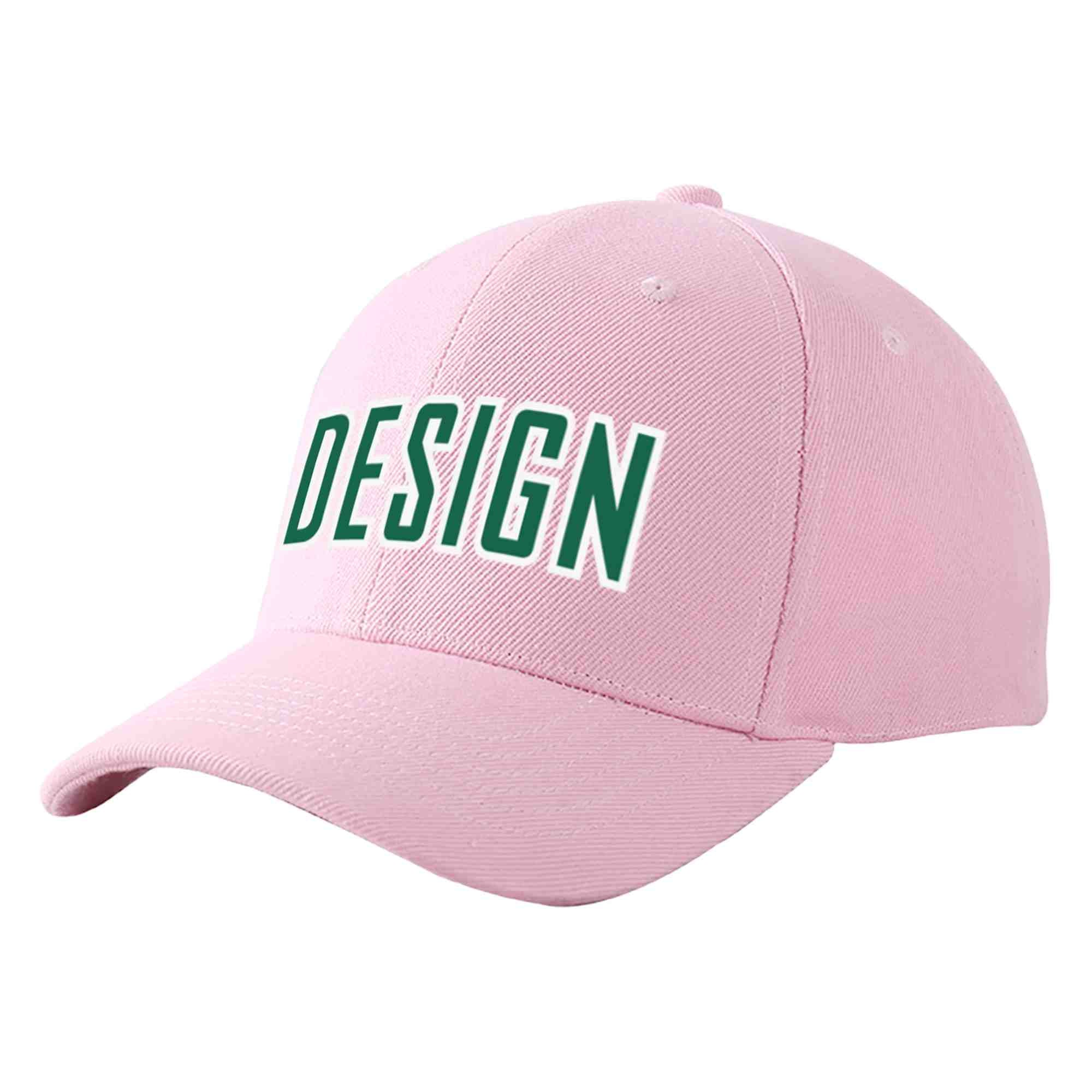 Custom Pink Kelly Green-White Curved Eaves Sport Design Baseball Cap