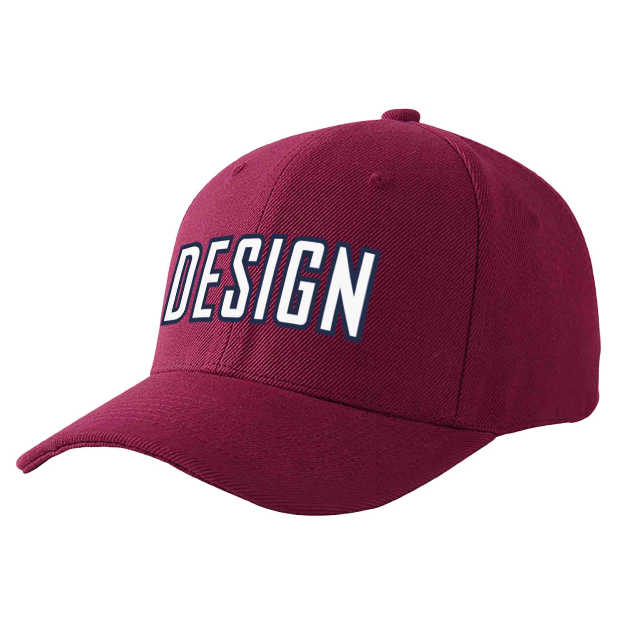 Casquette de baseball incurvée personnalisée, vin rouge, blanc-marine, Eaves Sport Design