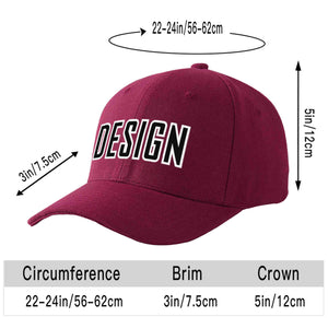 Custom Red Wine Black-White Curved Eaves Sport Design Baseball Cap