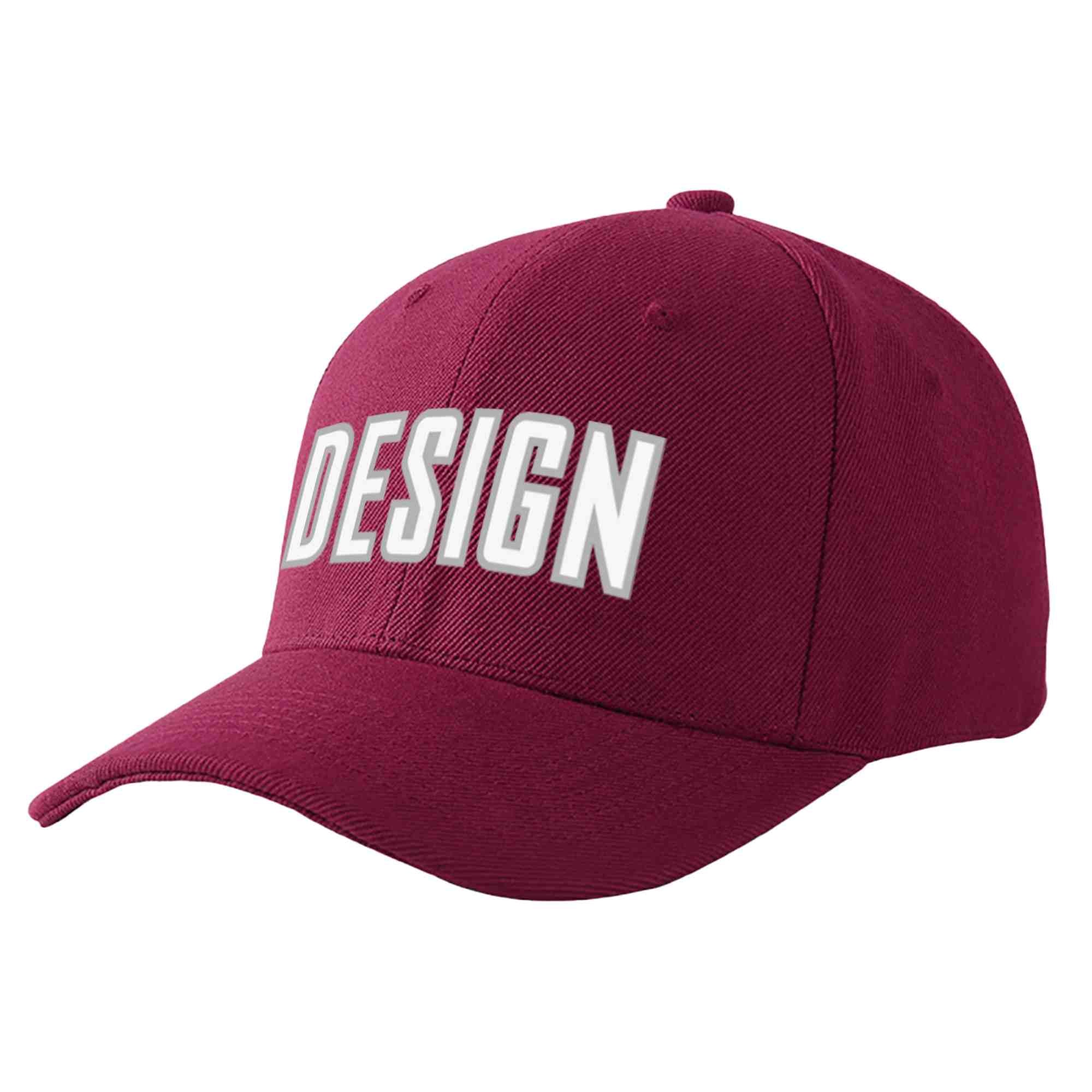 Casquette de baseball de conception de sport d'avant-toit incurvé blanc-gris de vin rouge personnalisé