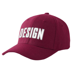 Custom Red Wine White-Gray Curved Eaves Sport Design Baseball Cap