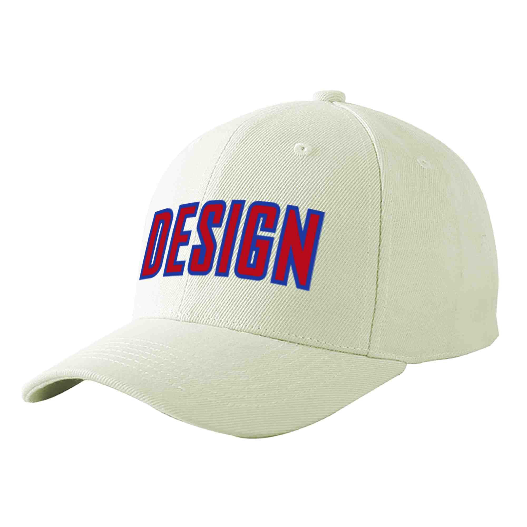 Custom Cream Red-Royal Curved Eaves Sport Design Baseball Cap