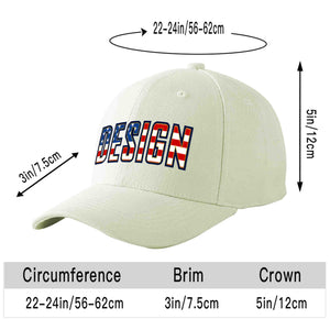 Custom Cream Vintage USA Flag-Gold Curved Eaves Sport Design Baseball Cap