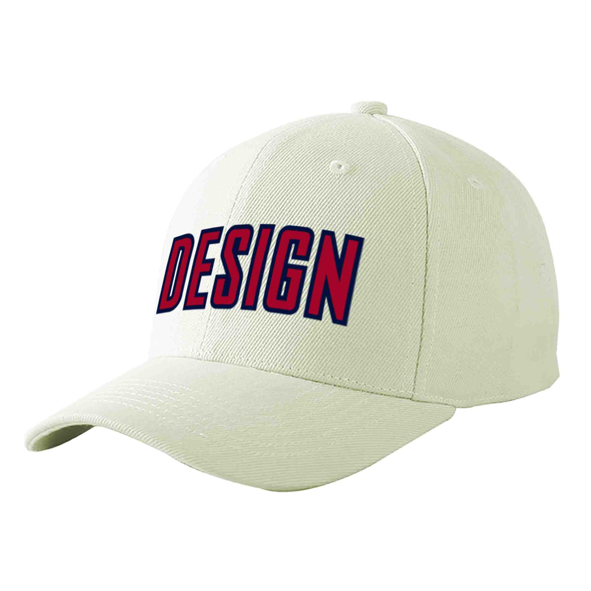 Custom Cream Red-Navy Curved Eaves Sport Design Baseball Cap