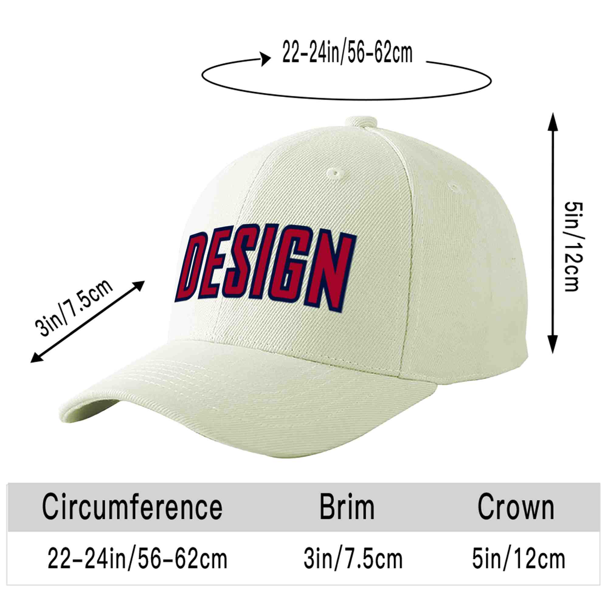 Custom Cream Red-Navy Curved Eaves Sport Design Baseball Cap