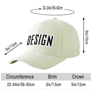 Custom Cream Black-White Curved Eaves Sport Design Baseball Cap