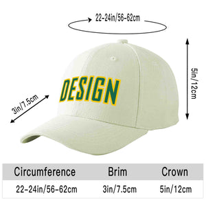 Casquette de baseball personnalisée crème Kelly vert-or courbée Eaves Sport Design