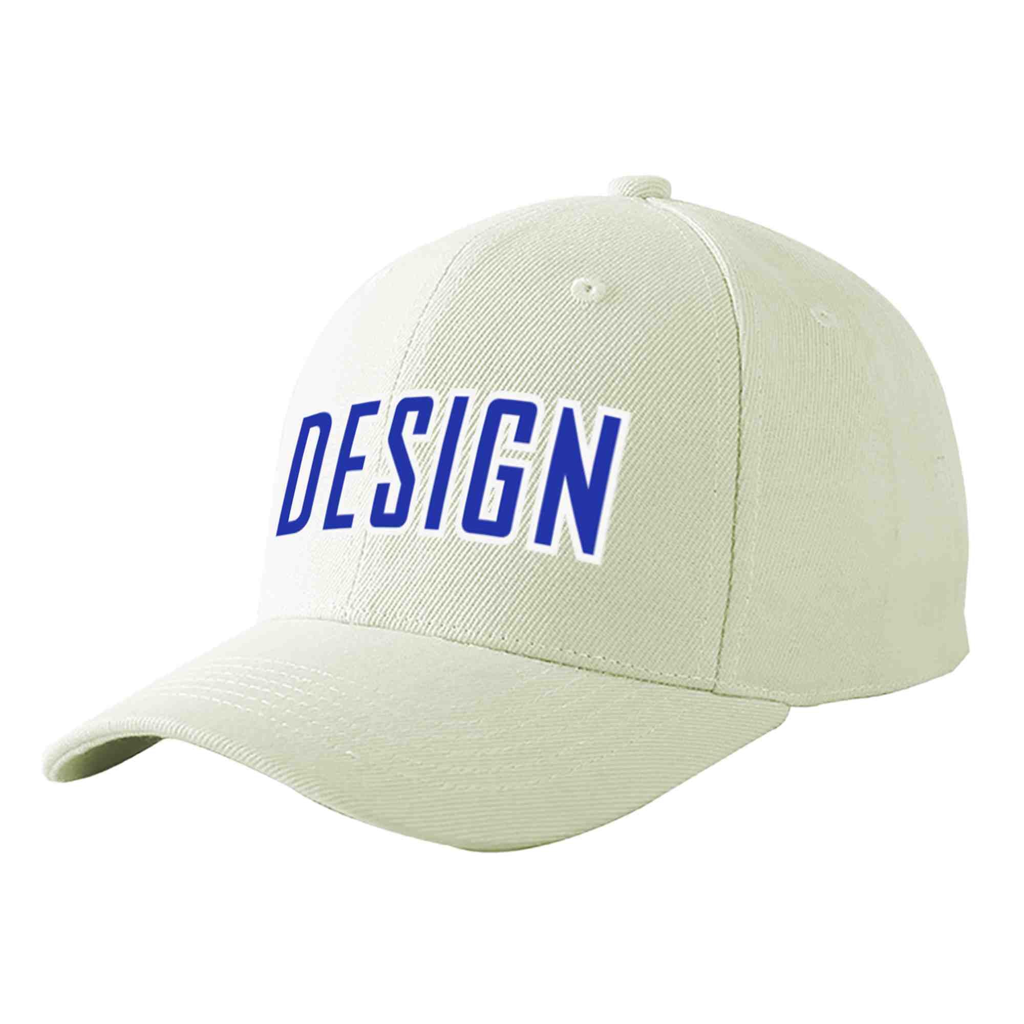 Custom Cream Royal-White Curved Eaves Sport Design Baseball Cap