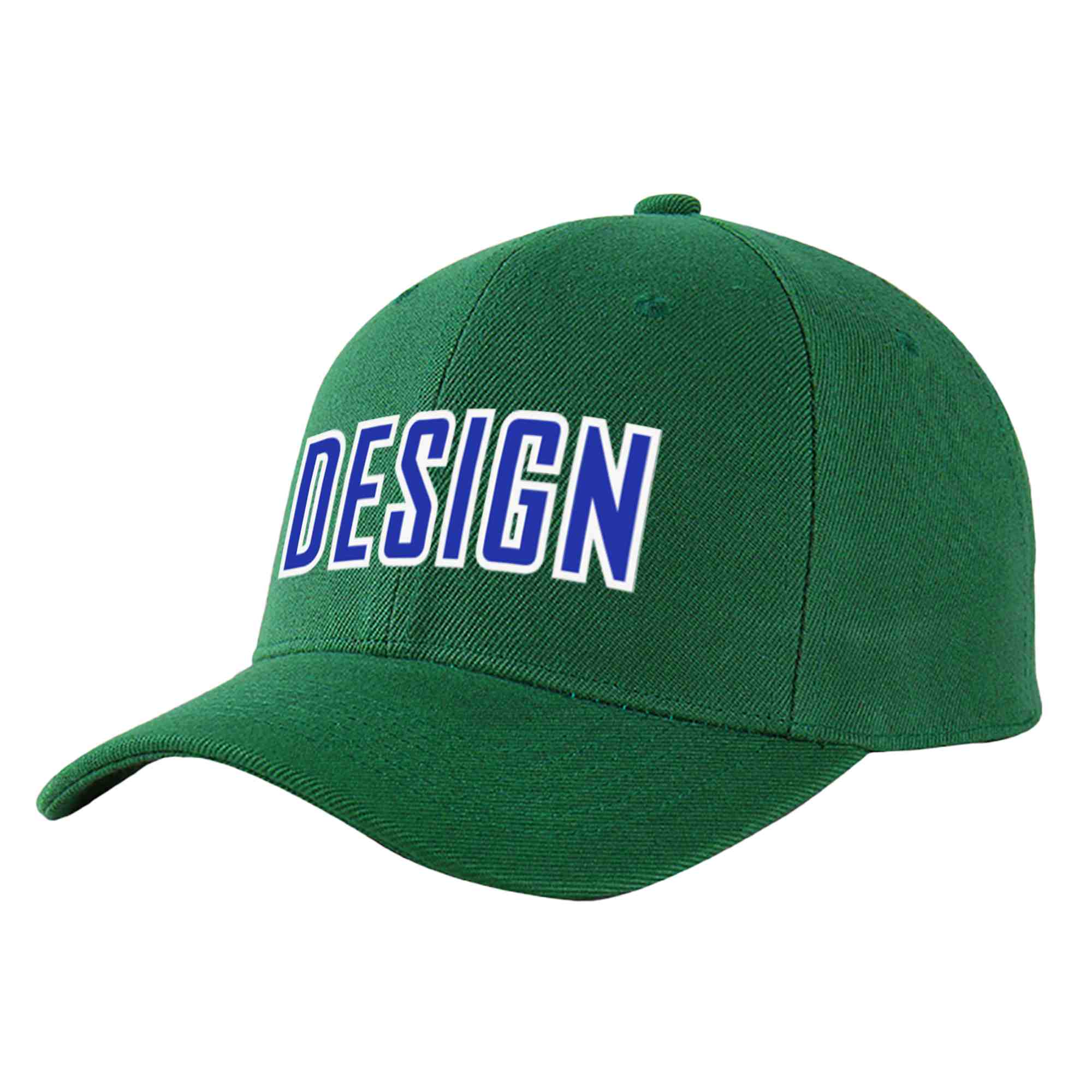 Custom Green Royal-White Curved Eaves Sport Design Baseball Cap