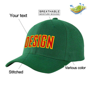 Casquette de baseball de conception de sport incurvée vert rouge-jaune personnalisé