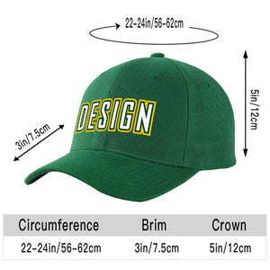 Custom Green White-Kelly Green Curved Eaves Sport Design Baseball Cap