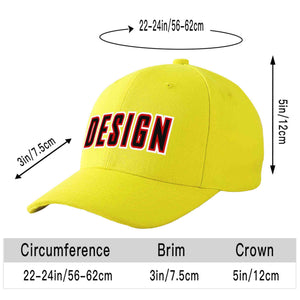 Casquette de baseball personnalisée jaune noir-rouge avec avant-toit incurvé