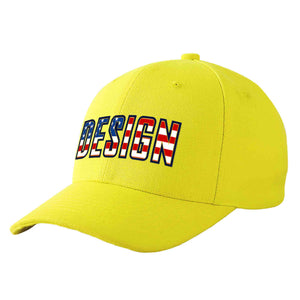 Custom Yellow Vintage USA Flag-Gold Curved Eaves Sport Design Baseball Cap