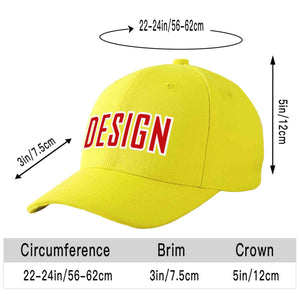 Custom Yellow Red-White Curved Eaves Sport Design Baseball Cap