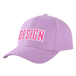 Custom Light Purple Pink-White Curved Eaves Sport Design Baseball Cap