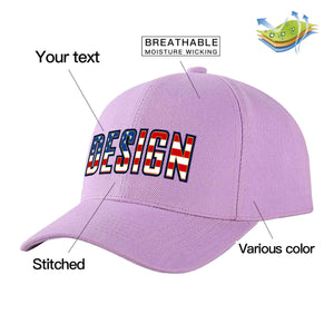 Casquette de baseball personnalisée, violet clair, drapeau américain Vintage, avec avant-toit incurvé doré, Design sportif