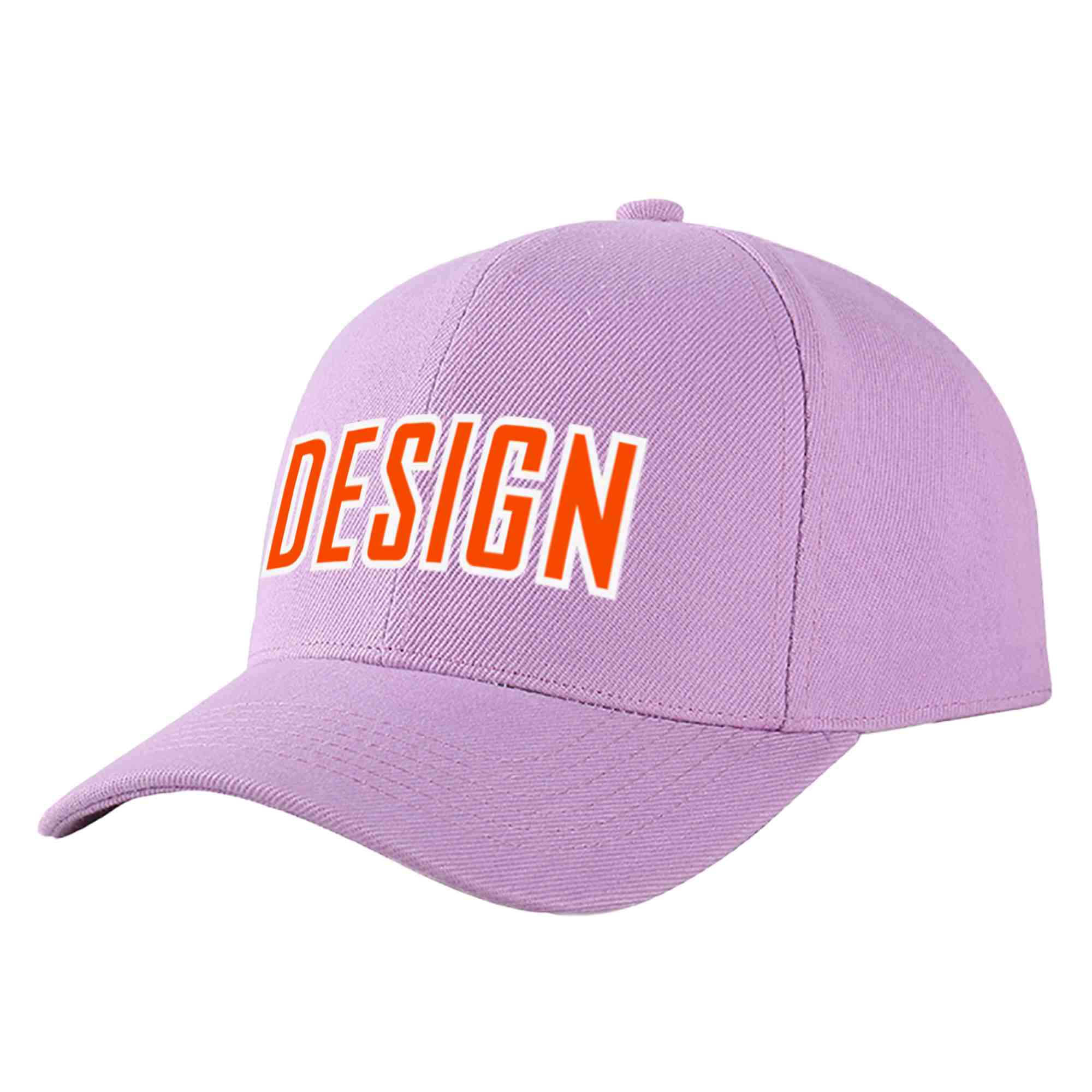 Custom Light Purple Orange-White Curved Eaves Sport Design Baseball Cap