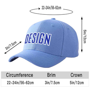 Custom Sky Blue Royal-White Curved Eaves Sport Design Baseball Cap